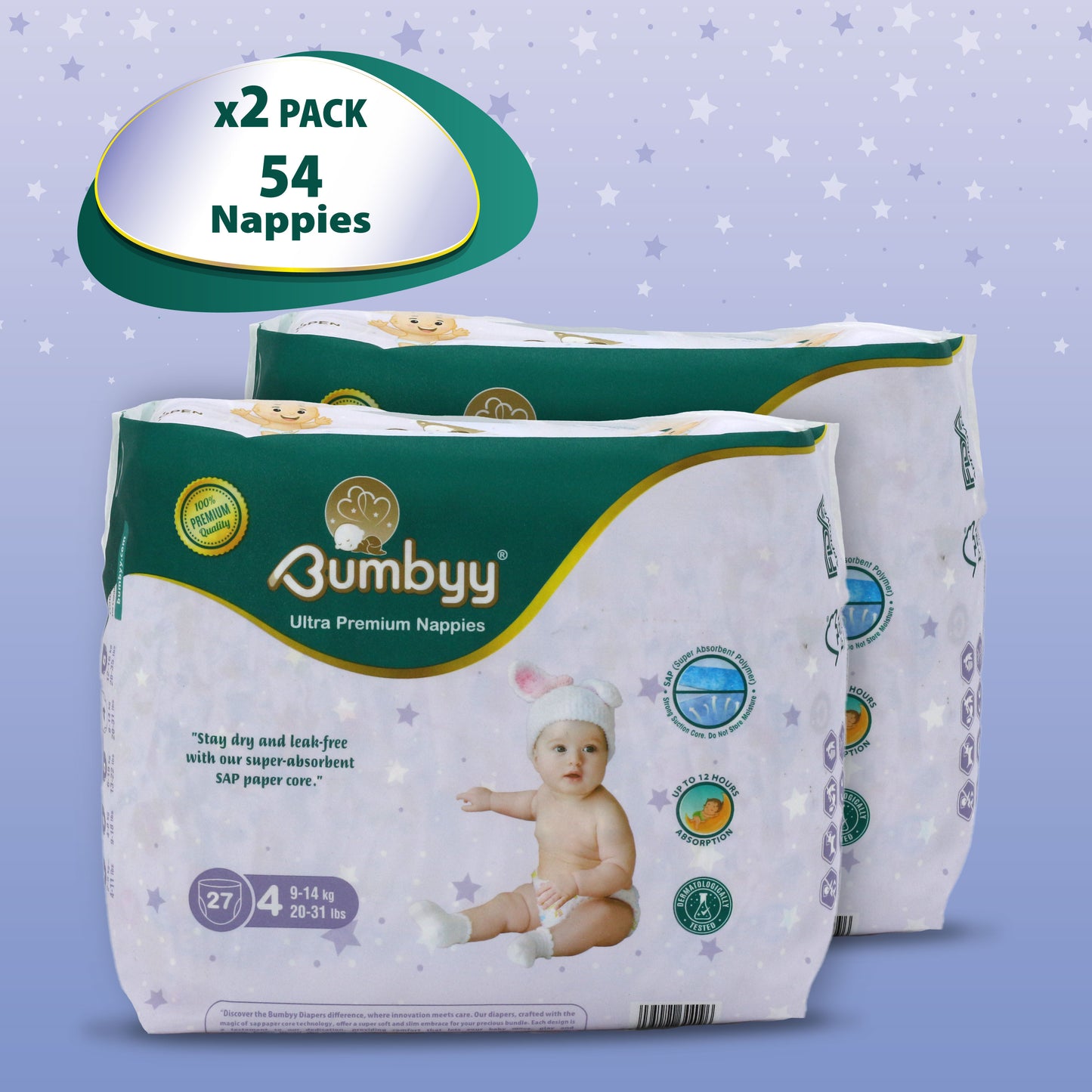 Bumbyy premium Nappies 2 Pack