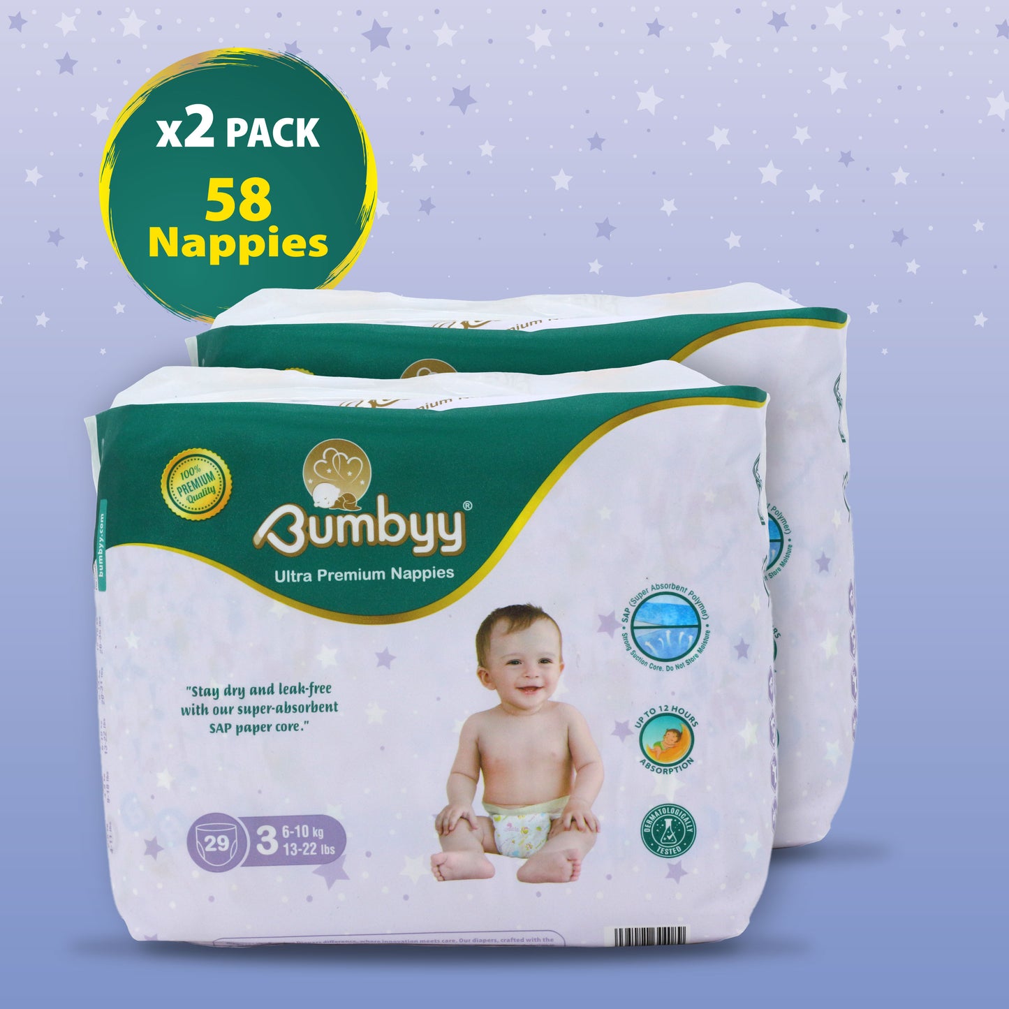 Bumbyy premium Nappies 2 Pack